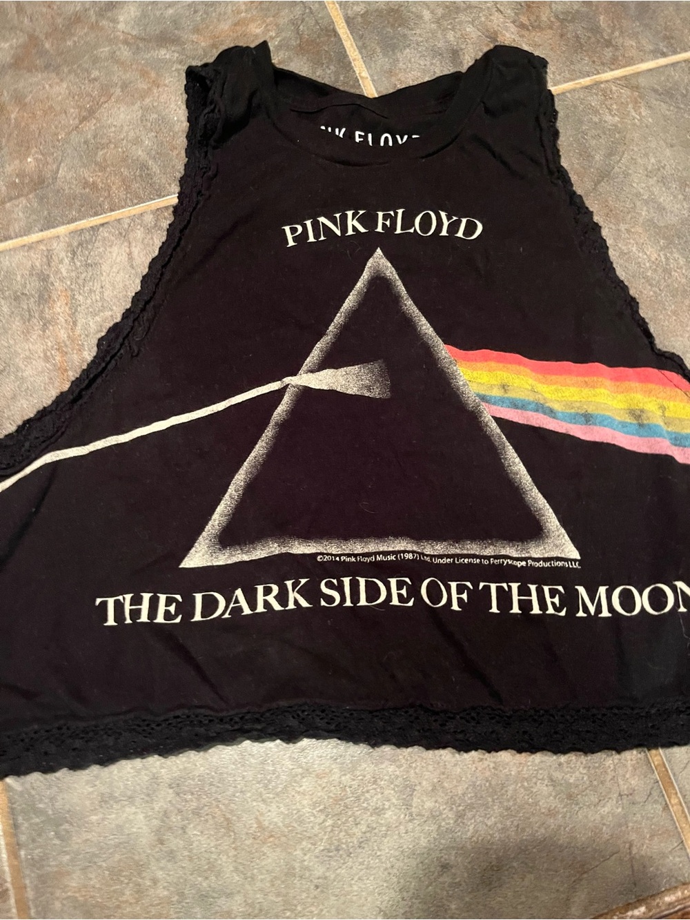 Pink Floyd Black Tank with Prism Rainbow Graphic- runs oversized